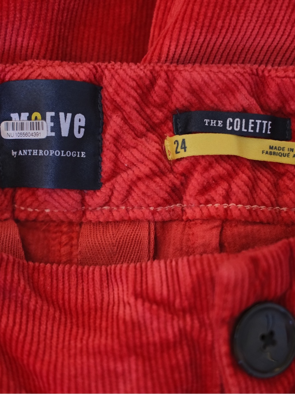 Anthropologie Maeve The Colette Red Corduroy Wide Leg Pants Size 24 - Picture 7 of 7